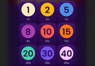 Grille de mises Mega Wheel sur mobile : 9 numéros et multiplicateurs de base